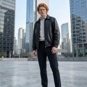 Croft & Barrow Dark Leather Bomber Jacket